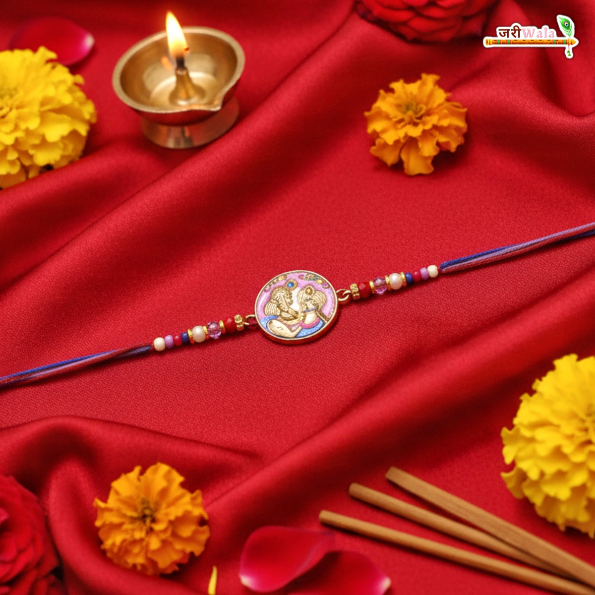 Fancy Handcrafted Radha Krishna Rakhi