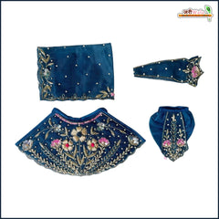 Blended Net Frill Thread Sitara Moti Dabka Work Royal Blue Jugal Jodi Poshak