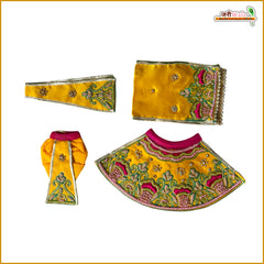 Blended Thread Dabka Moti Stone Work Yellow Jugal Jodi Poshak