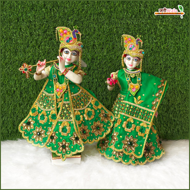 Blended Thread Dabka Sitara Stone Work Dark Green Jugal Jodi Poshak