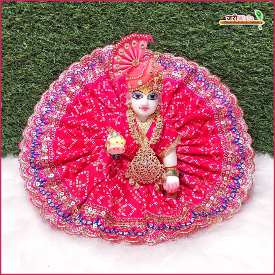 Cotton Chunri Lace Thread Sitara Work Magenta Poshak