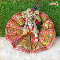 Blended Cone Thread Sitara Work Multicolor Laddu Gopal Poshak