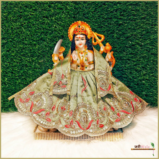 Blended Thread Sitara Work Olive Green Lehnga Patka