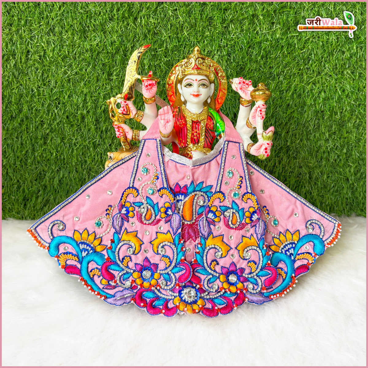 Blended Dabka Thread Stone Jarkan Heavy Work Baby Pink Lehnga Patka