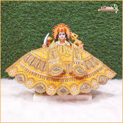 Shaneel Thread Stone Moti Work Yellow Lehnga Patka