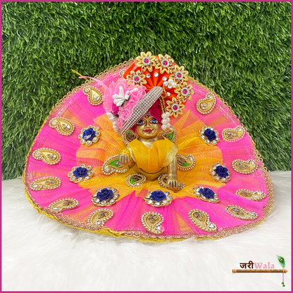 Blended Booti Moti Kundan Work Multicolor Poshak With Patka