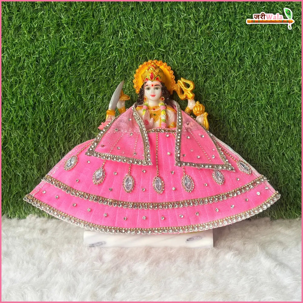 Net Frill Lace Jarkan Moti Stone Work Baby Pink Lehenga Patka