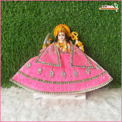 Net Frill Lace Jarkan Moti Stone Work Baby Pink Lehenga Patka