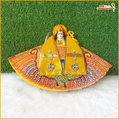 Blended Net Frill Thread Sitara Moti Peacock Work Yellow Lehnga Patka