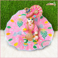 Holi Special Cotton Thread Cutdana Work Baby Pink Laddu Gopal Poshak