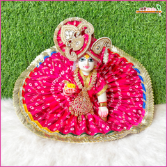 Bandhej Frill Work Magenta Laddu Gopal Poshak