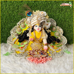 Blended Cone Thread Kundan Mirror Moti Work Multicolor Laddu Gopal Poshak With Patka