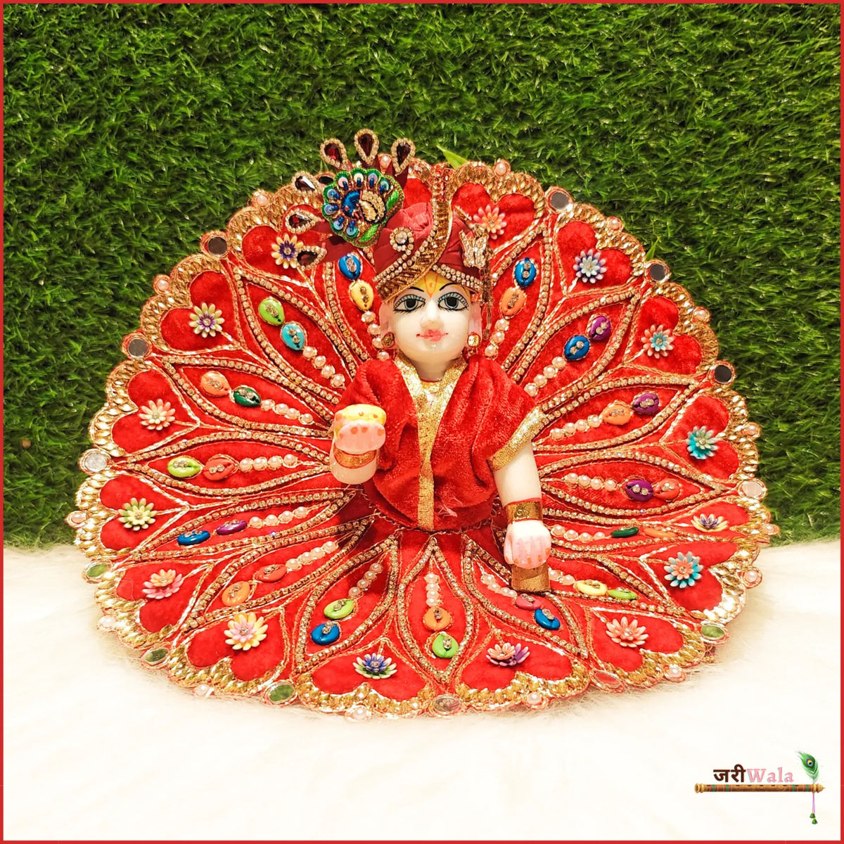 Shaneel Jarkan Stone Work Red Laddu Poshak