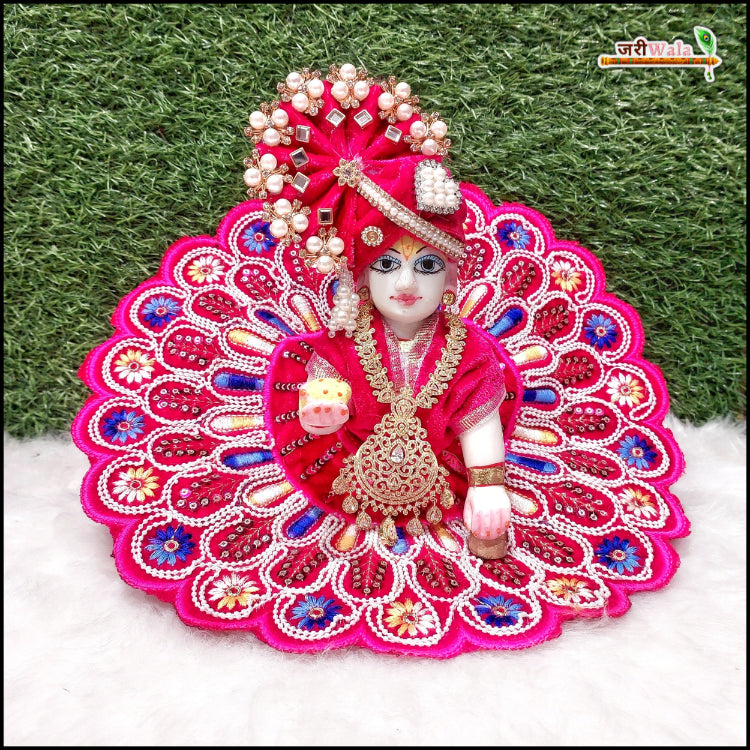 Shaneel Thread Sitara Moti Work Magenta Laddu Gopal Poshak