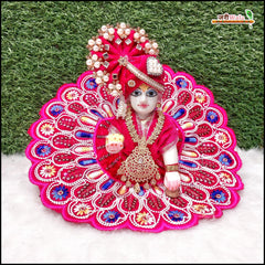 Shaneel Thread Sitara Moti Work Magenta Laddu Gopal Poshak