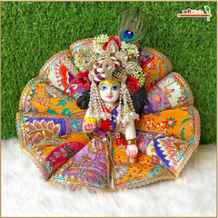 Blended Cone Thread Sitara Work Multicolor Laddu Gopal Poshak