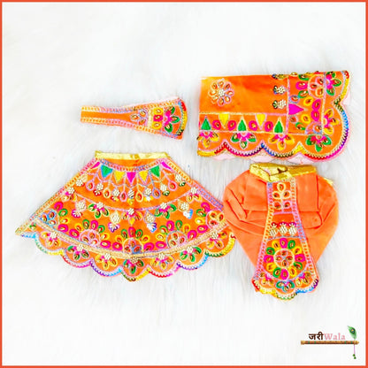 Blended Heavy Kundan Work Orange Jugal Jodi Poshak