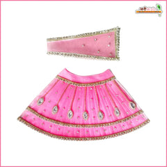 Net Frill Lace Jarkan Moti Stone Work Baby Pink Lehenga Patka