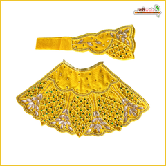 Blended Moti Stone Heavy Work Yellow Lehnga Patka