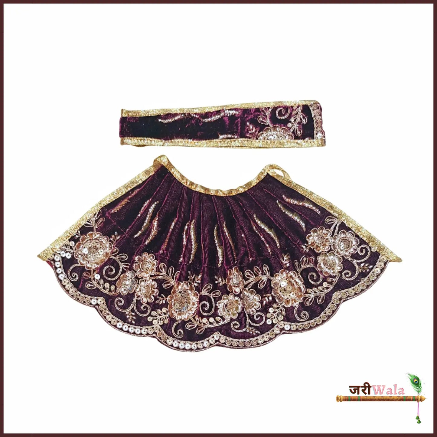 Shaneel Thread Sitara Work Dark Purple Lehnga Patka