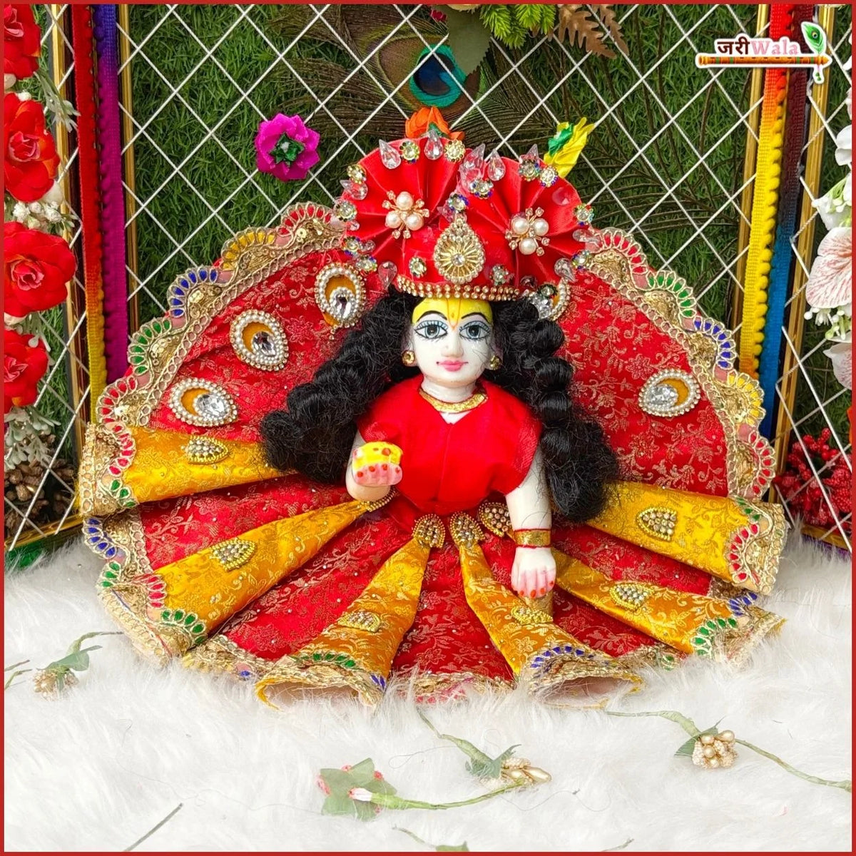 Blended Cone Thread Sitara Work Multicolor Laddu Gopal Poshak