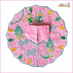 Holi Special Cotton Thread Cutdana Work Baby Pink Laddu Gopal Poshak