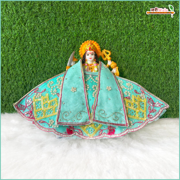 Blended Net Frill Thread Sitara Moti Work Firozi Lehnga Patka