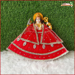 Net Frill Lace Jarkan Moti Stone Work Red Lehenga Patka