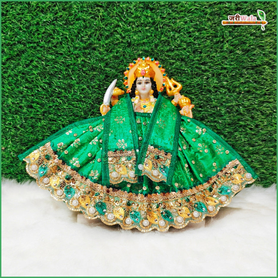 Blended Thread Lace Work Dark Green Lehenga Patka