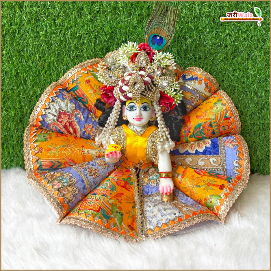 Blended Cone Thread Sitara Work Multicolor Laddu Gopal Poshak