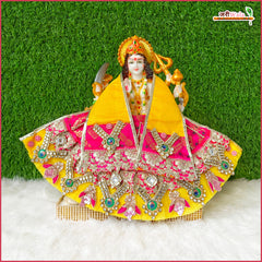 Blended Brocade Net Lace Kundan Jarkan Sitara Work Multicolor Lehnga Patka