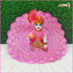 Blended Thread Sitara Stone Work Baby Pink Laddu Gopal Poshak