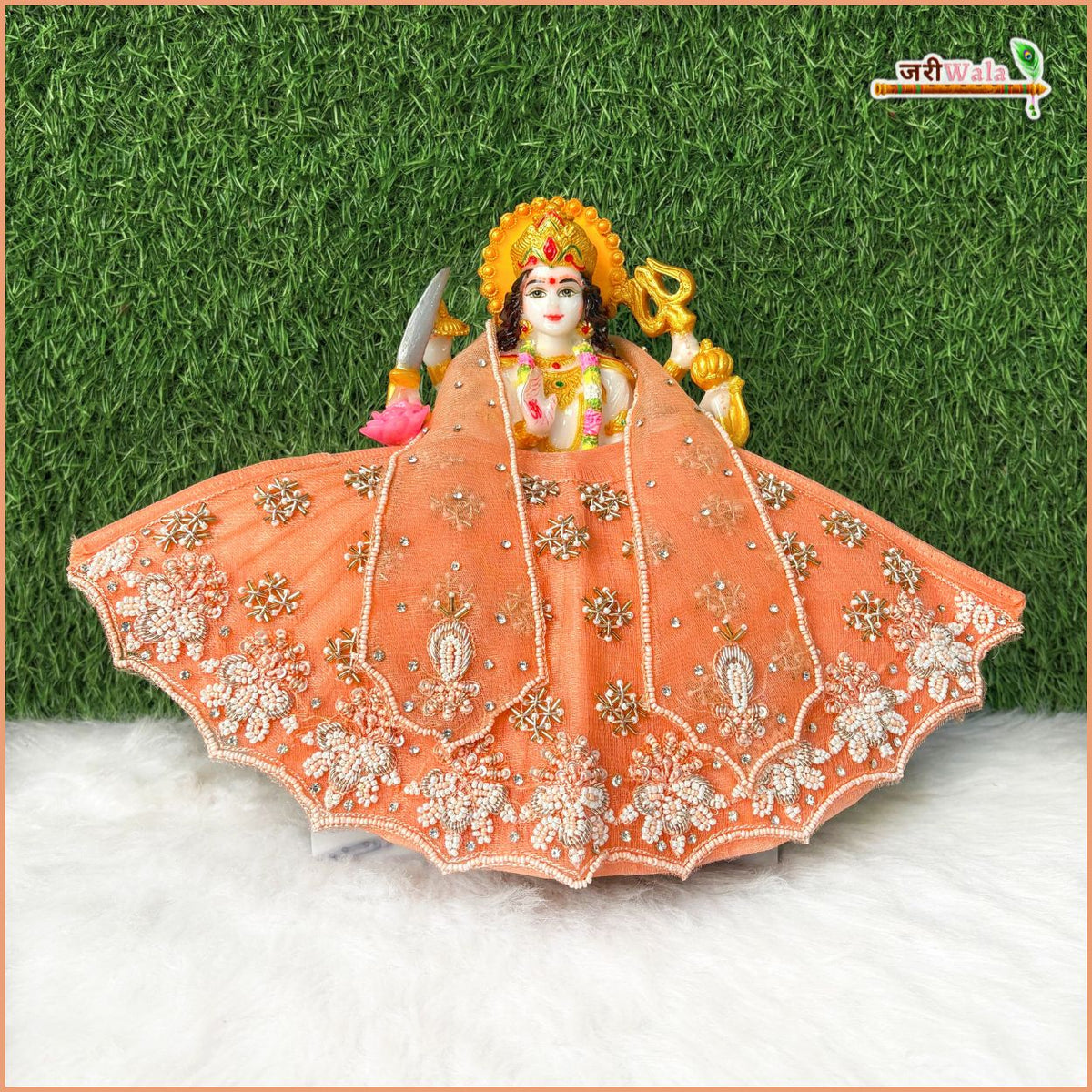 Blended Thread Heavy Moti Cutdana Work Peach Lehnga Patka