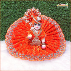 Shaneel Thread Sitara Stone Work Orange Laddu Gopal Poshak