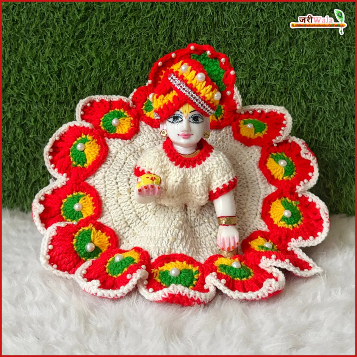 Woolen Fancy Multicolor Laddu Gopal Poshak With Cap