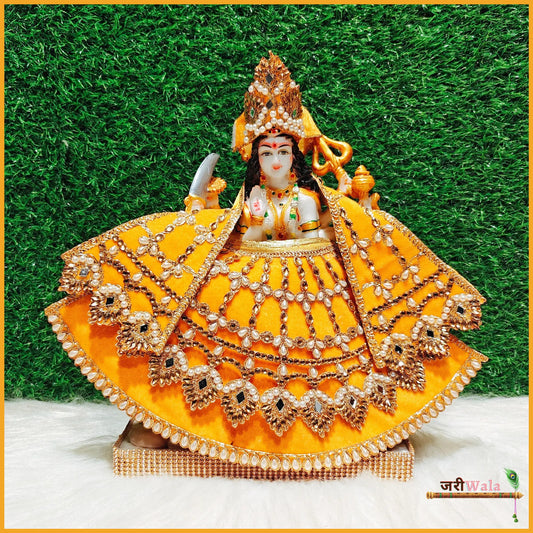 Shaneel Moti Stone Work Yellow Lehnga Patka With Mukut