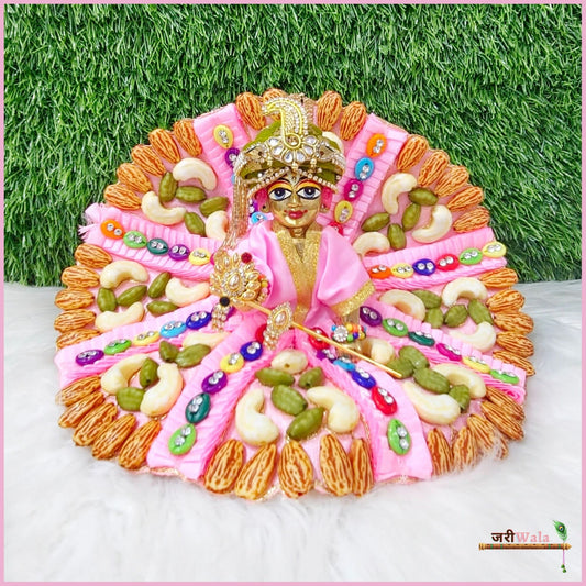 Blended Frill Plastic Dry Fruit Work Baby Pink Poshak