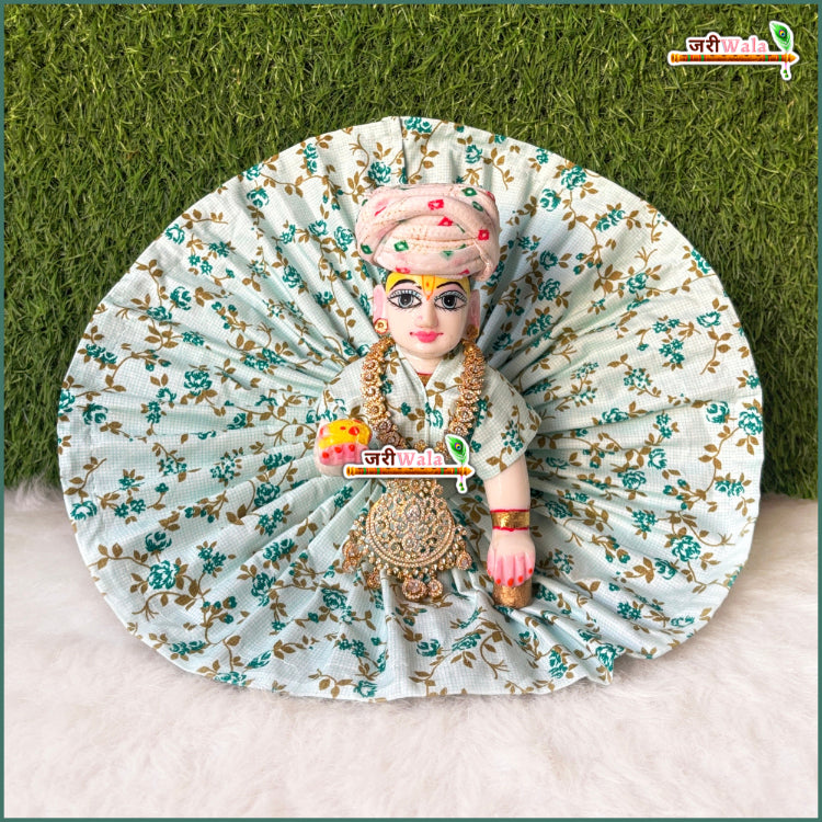 Cotton Leaf Print Sea Green Laddu Gopal Poshak