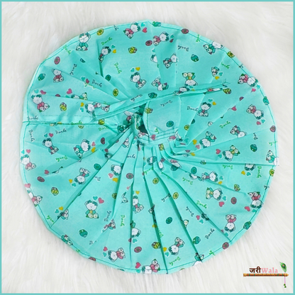 Cotton Printed Green Laddu Gopal Poshak With Cap