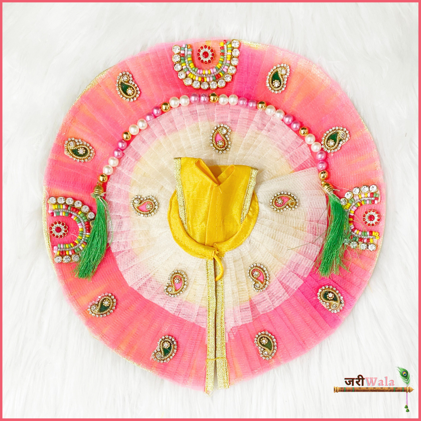 Blended Booti Moti Work Multicolor Poshak With Patka