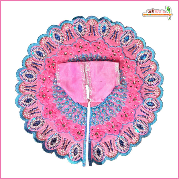 Blended Frill Net Cutdana Sitara Work Baby Pink Laddu Gopal Poshak