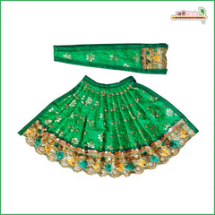 Blended Thread Lace Work Dark Green Lehenga Patka