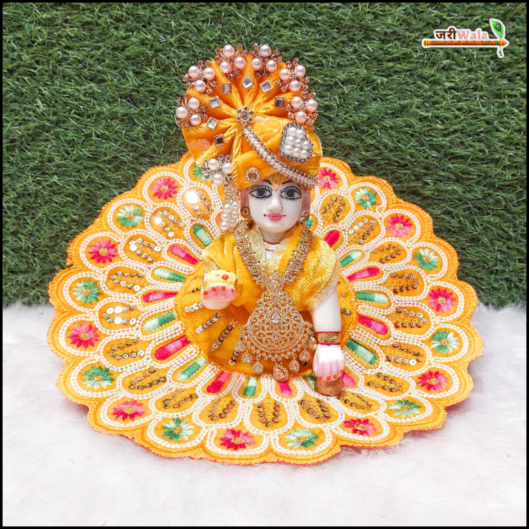 Shaneel Thread Sitara Moti Work Yellow Laddu Gopal Poshak