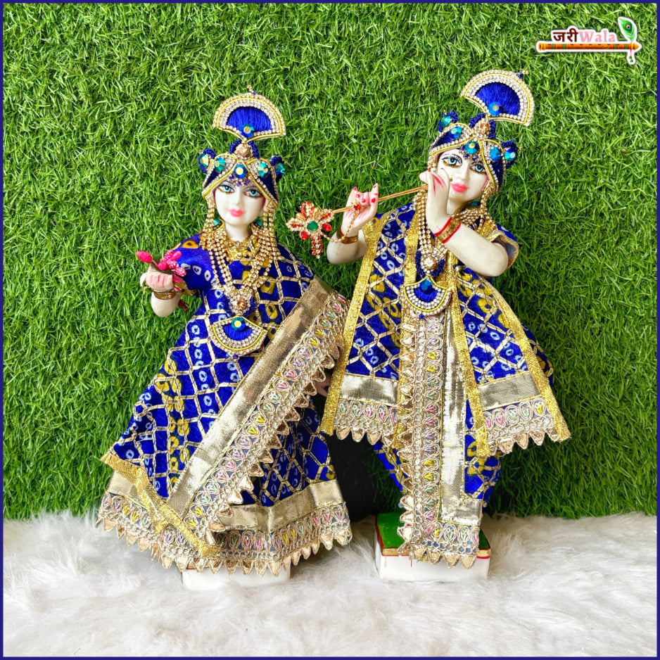 Bandhej Lace Work Blue Jugal Jodi Poshak