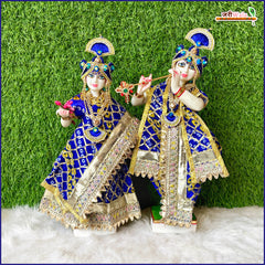 Bandhej Lace Work Blue Jugal Jodi Poshak