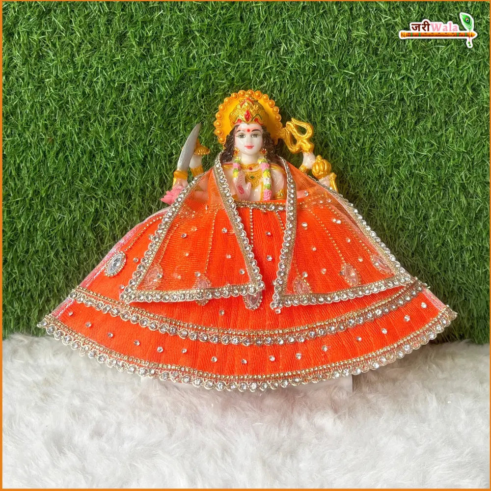 Net Frill Lace Jarkan Moti Stone Work Orange Lehenga Patka