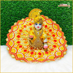 Blended Cutdana Moti Work Yellow Shade Laddu Gopal Poshak