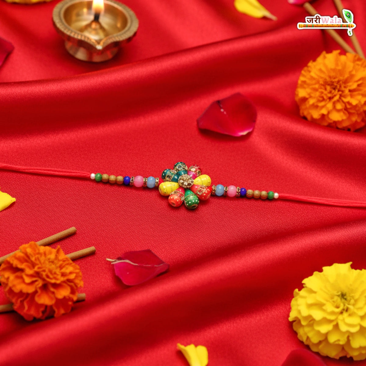 Fancy Handcrafted Multicolor Stone Rakhi