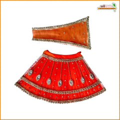 Net Frill Lace Jarkan Moti Stone Work Orange Lehenga Patka