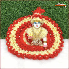 Woolen Fancy Red & Cream Poshak With Cap